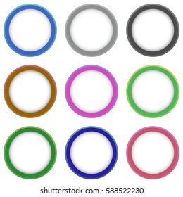 Set of vector colorful round banners. Abstract vector shapes for design. Banners with sample text.