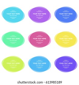 Set of vector colorful round banners. Abstract vector shapes for design. Banners with sample text.