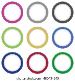 Set of vector colorful round shapes. Abstract vector rings for design with place for text