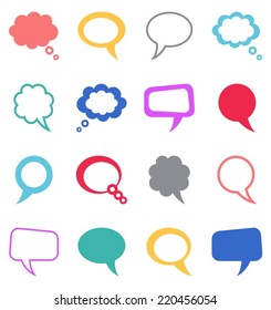 Set of vector colorful speech and thought bubbles