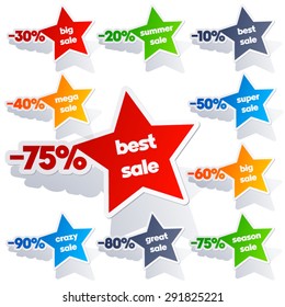 Set of vector colorful sticker labels for sales