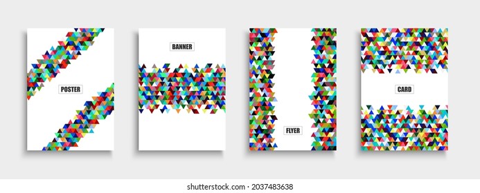 Set of vector colorful templates, backgrounds, posters, placards, brochures, banners, flyers and etc. Abstract fashion mosaic covers.