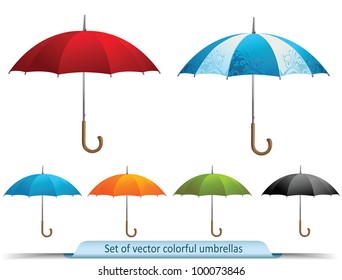 Set of vector colorful umbrellas