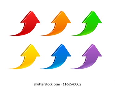 Set of vector colorful volume arrows up