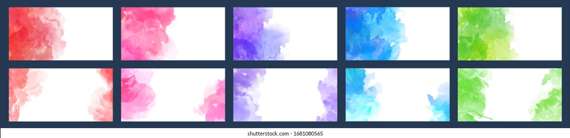 set of vector colorful watercolor background useful for any project where a platter of color makes the differences for business card brochure or flyer color cute pink water white kid star rainbow text