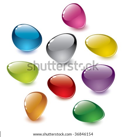 set of vector colorfull abstract glass stones