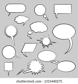 set of vector comic clouds for speech design