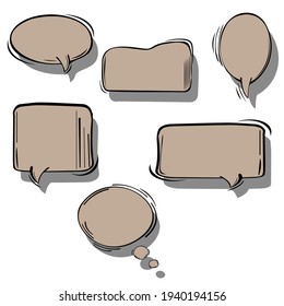 A set of Vector comic speech bubbles and elements with shadows. Clouds. Hand-drawn. Digital printing. Comic book speech bubble cartoon. Isolated vector objects.