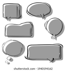 A set of Vector comic speech bubbles and elements with shadows. Clouds. Hand-drawn. Digital printing. Comic book speech bubble cartoon. Isolated vector objects.