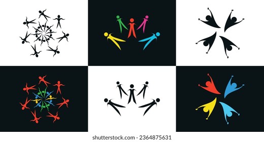 Set vector community and team work logo abstract premium vector 