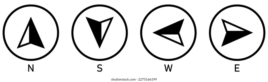 Set of vector compass icons. Map symbol. Vector illustration
