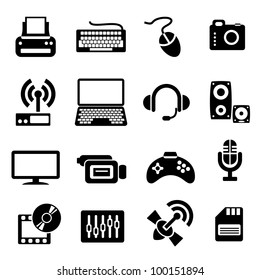 set vector computer icons of computer devices and communication