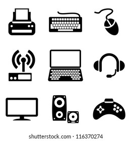 set vector computer icons of computer devices