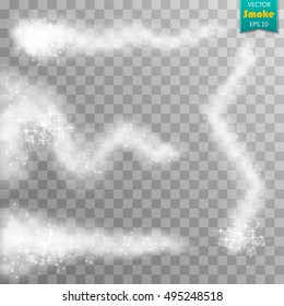 Set of vector condensation trails. Smoke