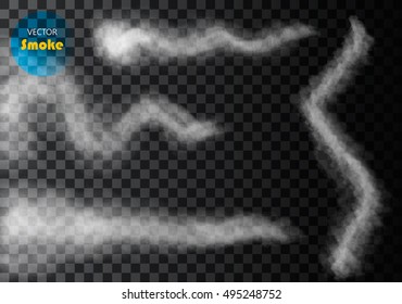 Set of vector condensation trails. Smoke