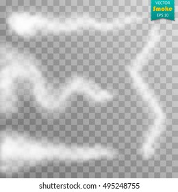 Set of vector condensation trails. Smoke
