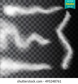 Set of vector condensation trails. Smoke