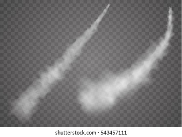 Set of vector condensation trails. Smoke