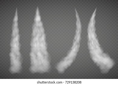 Set of vector condensation trails. Smoke