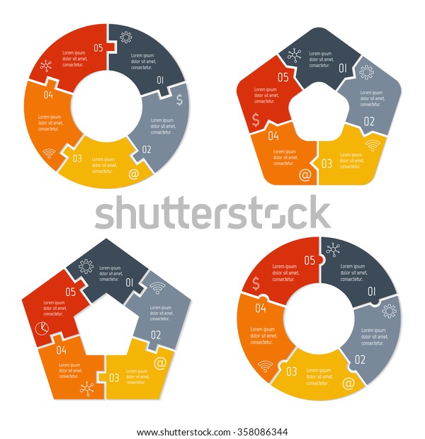 Set Vector Connected Puzzle Infographic Diagrams Stock Vektorgrafik Lizenzfrei 358086344 8428