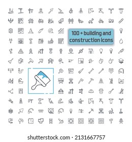 Set of vector construction line icons isolated