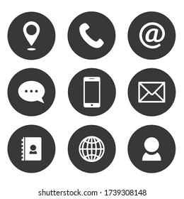 Set of vector contact icons on white background