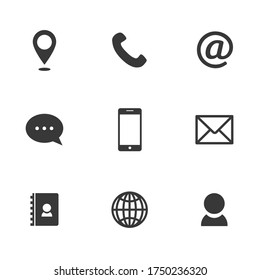 Set of vector contact icons on white background