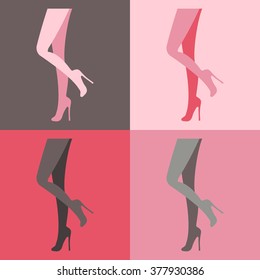 set vector contour of female legs in high heels