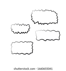Set of Vector contour speech bubble for text. Message symbols, thought, icon on white background. Black and white