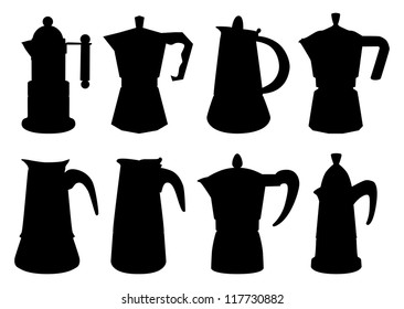 Set of vector contours of typical italian coffee-maker
