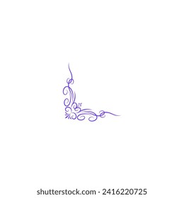 set of vector corner ornaments in purple color ornament
