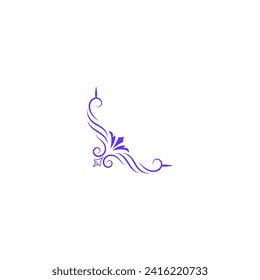 set of vector corner ornaments in purple color ornament