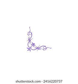 set of vector corner ornaments in purple color ornament
