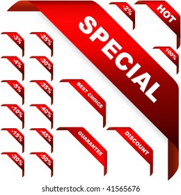 Set of vector corner ribbons for sale