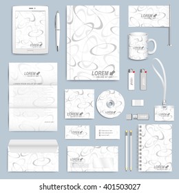 Set of vector corporate identity template. Modern business stationery mock-up. Background with gray circles. Branding design.