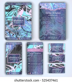 Set of vector corporate identity template with modern abstract background executed in expressionist style. Creative layout for brochure, flyer, booklet, invitation, business cards.