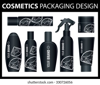 Set of vector cosmetic diamond packages samples for product design