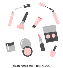 A set of vector cosmetics in a flat style. Vector clipart cosmetics. 