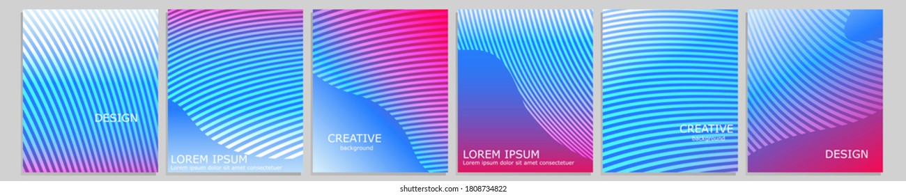 Set of vector cover notebook design. Abstract minimal gradient halftone template design for notebook paper, copybook brochures, book, magazine. Planner and diary cover for print.