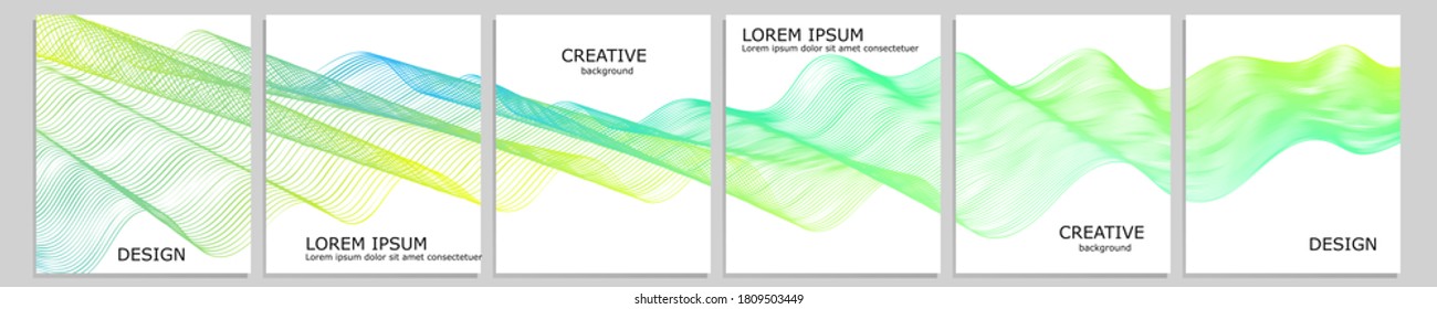 Set of vector cover notebook design. Abstract minimal waves gradient template design for notebook paper, copybook brochures, book, magazine. Planner and diary cover for print.