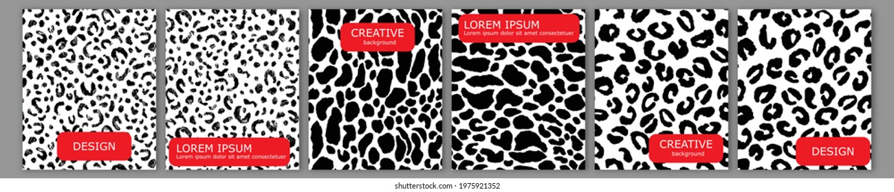 Set of vector cover notebook design. Abstract trendy animal leopard  template design for notebook paper, copybook brochures, book, magazine. Planner and diary cover for print.