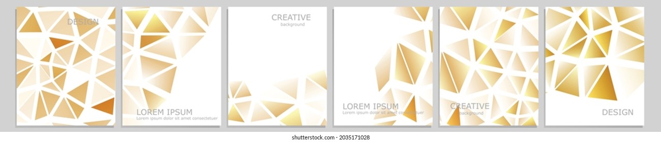 Set of vector cover notebook design. Abstract brown minimal triangles halftone template design for notebook paper, copybook brochures, book, magazine. Planner and diary cover for print.