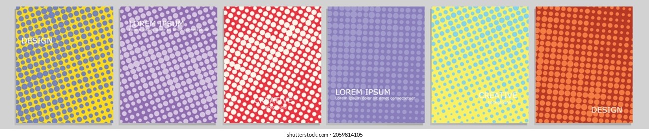 Set of vector cover notebook design. Abstract pop art dotted gradient template design for notebook paper, copybook brochures, book, magazine. Planner and diary cover for print.