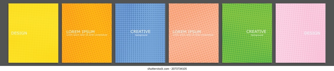 Set of vector cover notebook design. Abstract pop art dotted gradient template design for notebook paper, copybook brochures, book, magazine. Planner and diary cover for print.