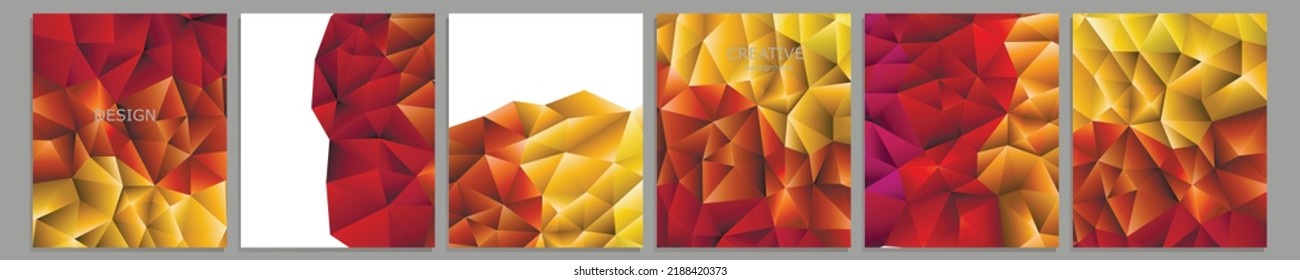 Set of vector cover notebook design. Abstract rainbow minimal triangles halftone template design for notebook paper, copybook brochures, book, magazine. Planner and diary cover for print.