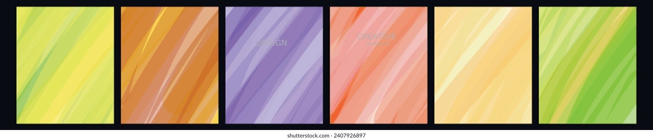 Set of vector cover notebook design. Abstract rainbow minimal triangles halftone template design for notebook paper, copybook brochures, book, magazine. Planner and diary cover for print.