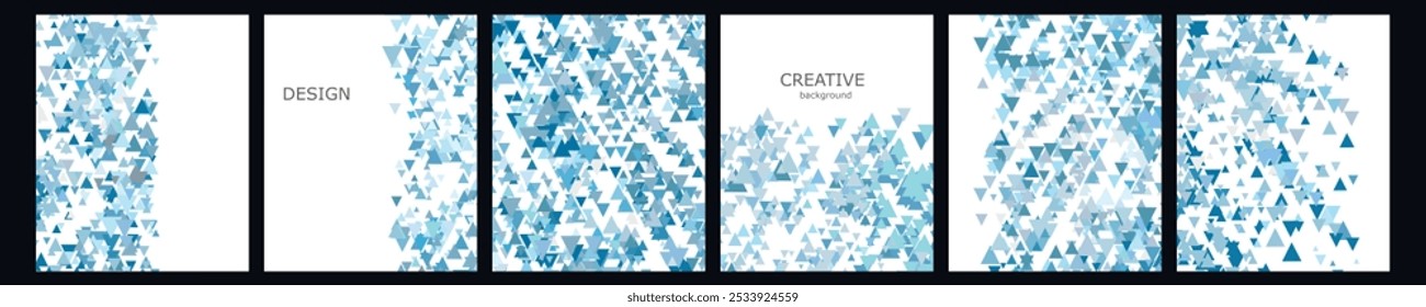 Set of vector cover notebook design. Abstract rainbow minimal triangles halftone template design for notebook paper, copybook brochures, book, magazine. Planner and diary cover for print.