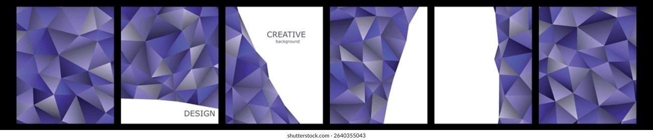 Set of vector cover notebook design. Abstract rainbow minimal triangles halftone template design for notebook paper, copybook brochures, book, magazine. Planner and diary cover for print.