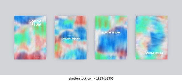 Conjunto de plantillas de portada vectorial. Los colores ácidos salpican el fondo del tinte psicodélico pintado a mano. Para folletos, afiches y carteles de diseño