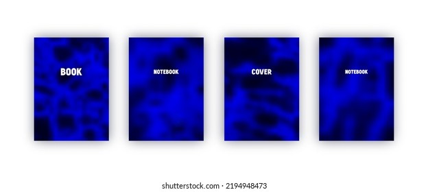 Set of vector cover templates. Black and blue colors hand painted tie dye blurred background. For flyers, posters and placards design